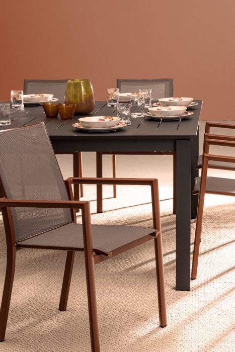 Mesa Extensible Aluminio Gris Antracita, 160/110 Cm