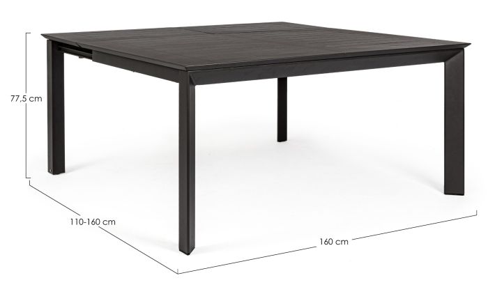 Mesa Extensible Aluminio Gris Antracita, 160/110 Cm