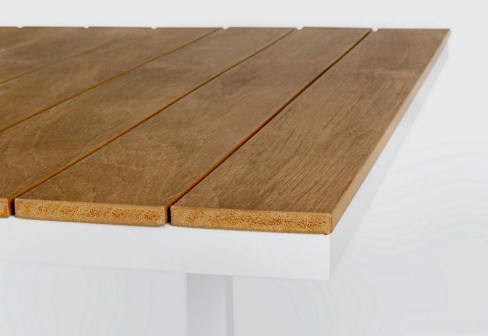 Mesa Jardín Extensible Aluminio Blanco Polywood Color Madera Teka, 140/200 Cm