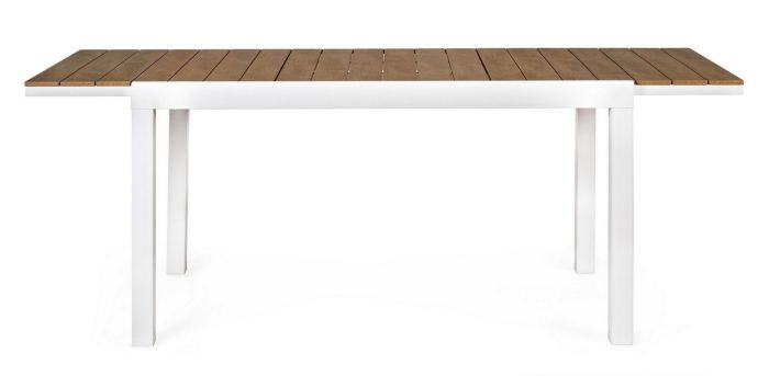 Mesa Jardín Extensible Aluminio Blanco Polywood Color Madera Teka, 140/200 Cm