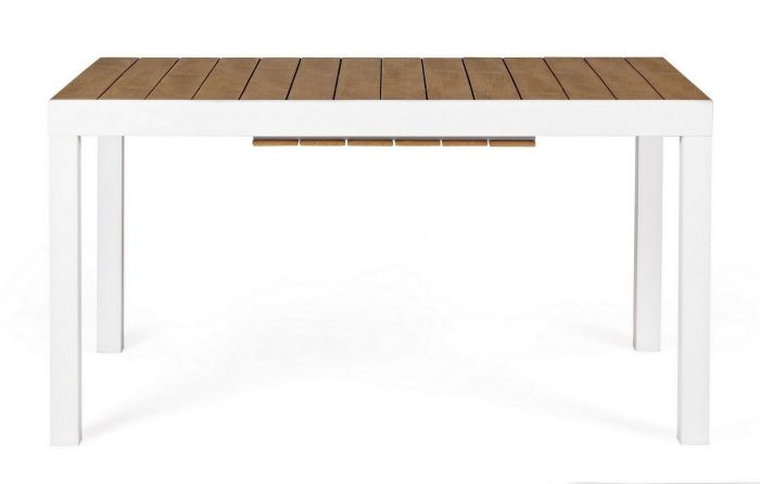 Mesa Jardín Extensible Aluminio Blanco Polywood Color Madera Teka, 140/200 Cm