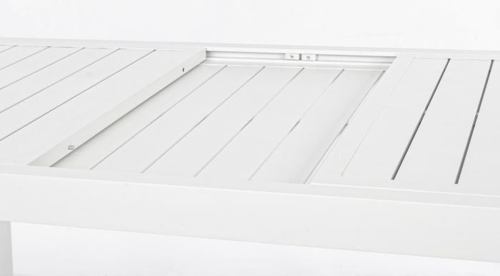 Mesa Rectangular Extensible Aluminio Blanco, 140/210 Cm
