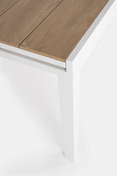 Mesa Jardín Extensible Aluminio Blanco Polywood Color Madera Teka, 200/300 Cm