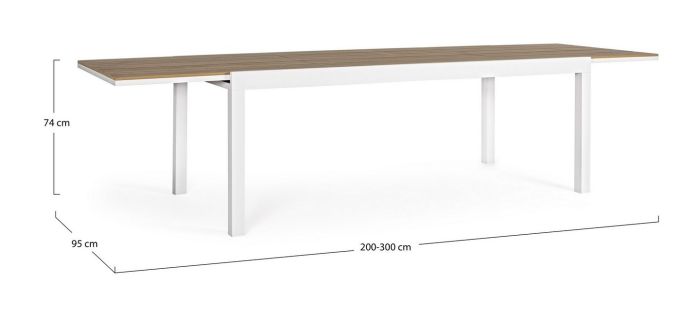 Mesa Jardín Extensible Aluminio Blanco Polywood Color Madera Teka, 200/300 Cm