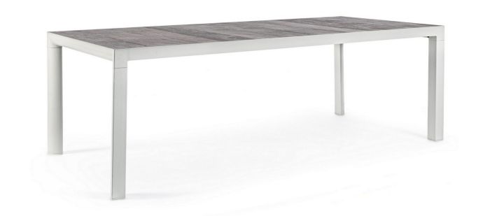 Mesa Jardín Mason Estilo Moderno Aluminio Blanco Cerámica Gris, 220 Cm