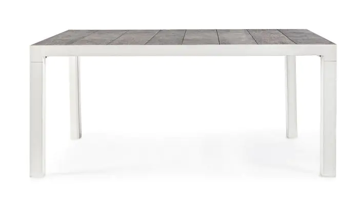 Mesa Jardín Mason Aluminio Blanco Tapa Cerámica Natural, 160 Cm