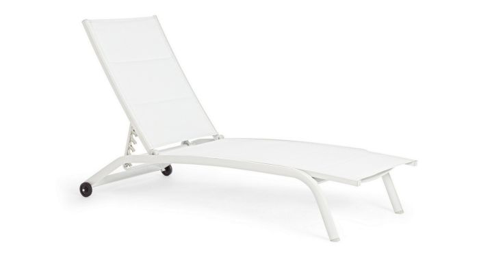 Tumbona Reclinable Con Ruedas Cleopas Estilo Moderno Aluminio Blanco, 61 Cm