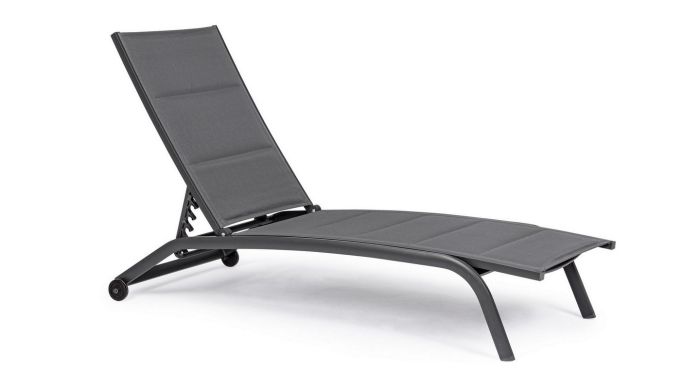 Tumbona Reclinable Con Ruedas Exterior Cleopas Estilo Moderno Aluminio Gris Antracita, 61 Cm