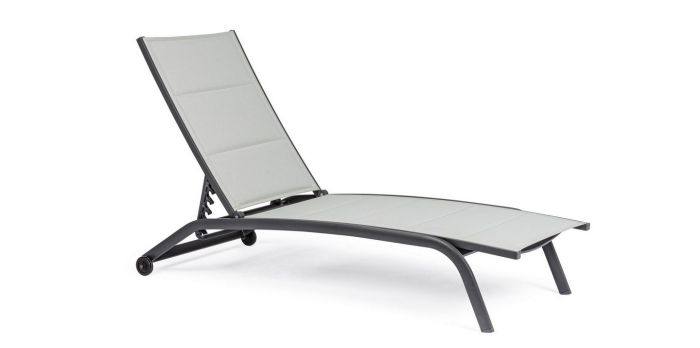 Tumbona Reclinable Con Ruedas  Cleopas Estilo Moderno Aluminio Gris Antracita, 61 Cm