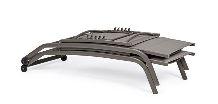 Tumbona Con Ruedas Exterior Aluminio Gris, 61 Cm