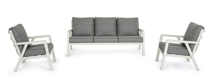 Set Sofás Cojines Tejido Gris Aluminio Blanco