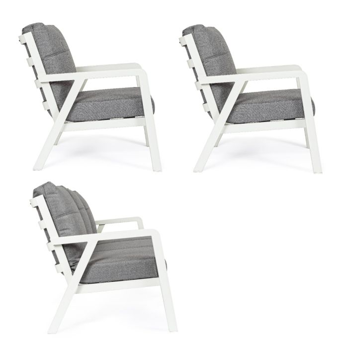 Set Sofás Cojines Tejido Gris Aluminio Blanco