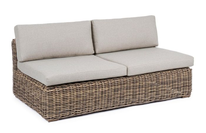 Sofá Coraline 2 Plazas Estilo Tropical Cojines Blancos Ratán, 163 Cm