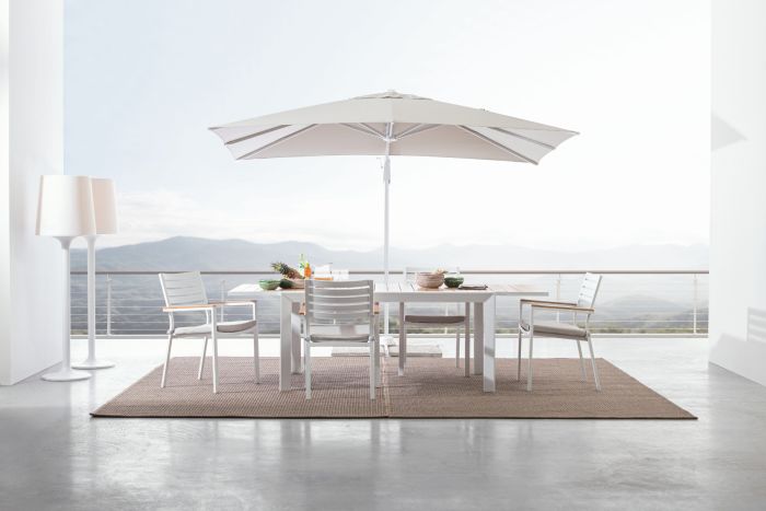 Mesa Extensible Sobre Efecto Madera Aluminio Blanco, 160/240 Cm