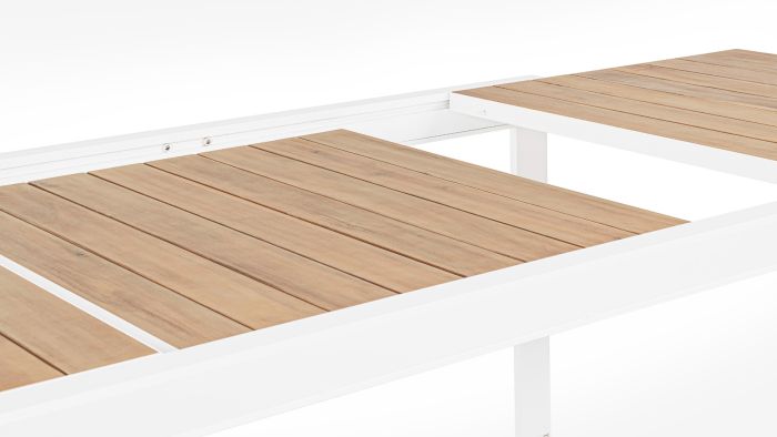 Mesa Extensible Sobre Efecto Madera Aluminio Blanco, 160/240 Cm