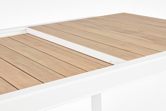 Mesa Extensible Sobre Efecto Madera Aluminio Blanco, 160/240 Cm