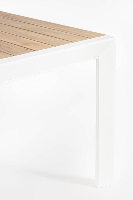 Mesa Extensible Sobre Efecto Madera Aluminio Blanco, 160/240 Cm