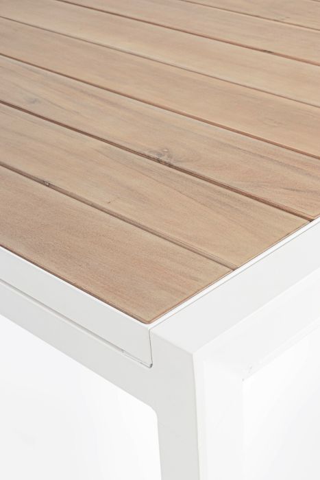 Mesa Extensible Sobre Efecto Madera Aluminio Blanco, 160/240 Cm