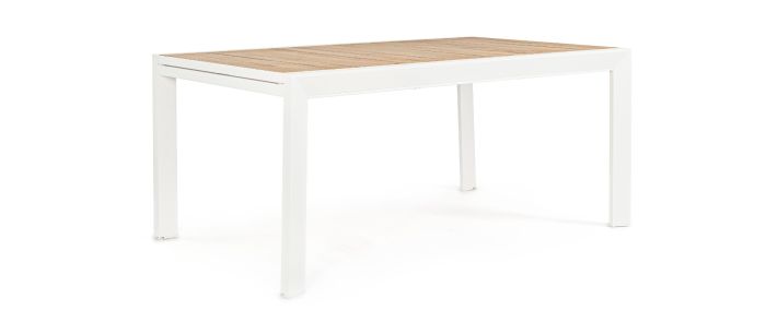 Mesa Extensible Sobre Efecto Madera Aluminio Blanco, 160/240 Cm