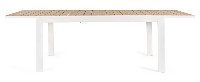 Mesa Extensible Sobre Efecto Madera Aluminio Blanco, 160/240 Cm