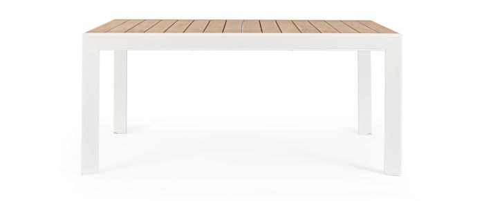 Mesa Extensible Sobre Efecto Madera Aluminio Blanco, 160/240 Cm