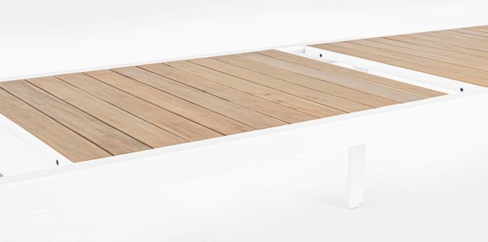 Mesa Extensible Sobre Efecto Madera Aluminio Blanco, 220/340 Cm
