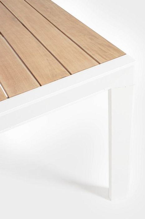 Mesa Extensible Sobre Efecto Madera Aluminio Blanco, 220/340 Cm