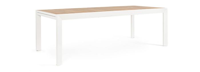 Mesa Extensible Sobre Efecto Madera Aluminio Blanco, 220/340 Cm