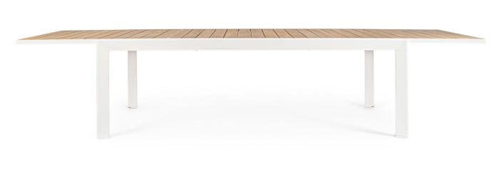 Mesa Extensible Sobre Efecto Madera Aluminio Blanco, 220/340 Cm