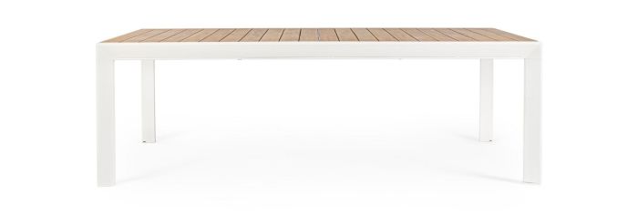 Mesa Extensible Sobre Efecto Madera Aluminio Blanco, 220/340 Cm