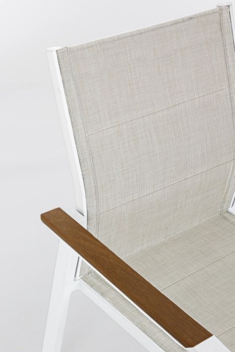 Silla Jardín con Brazos Gris Aluminio Blanco, 56'5 Cm