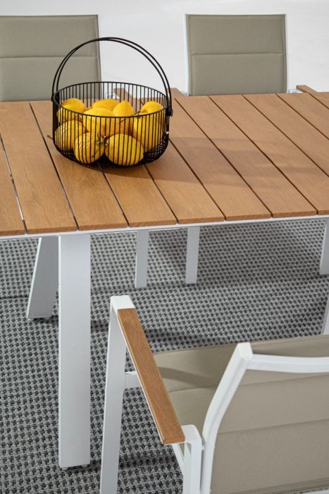 Silla Jardín con Brazos Gris Aluminio Blanco, 56'5 Cm