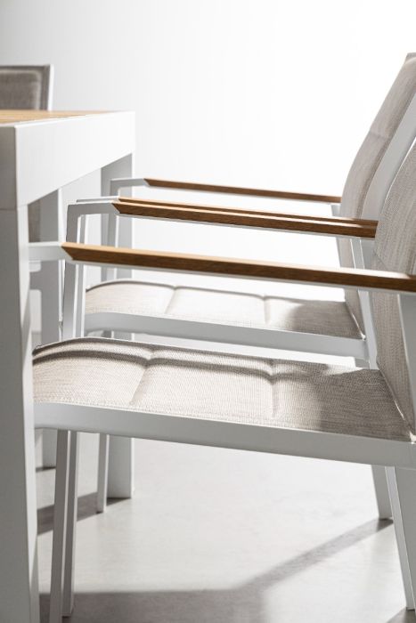 Silla Jardín con Brazos Gris Aluminio Blanco, 56'5 Cm