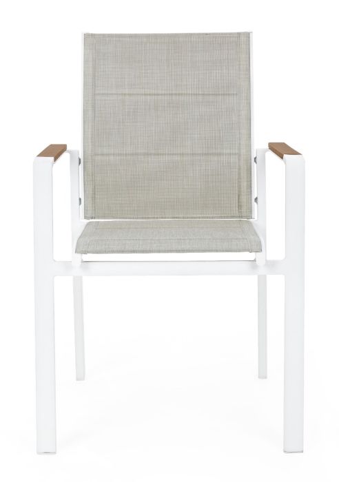 Silla Jardín con Brazos Gris Aluminio Blanco, 56'5 Cm