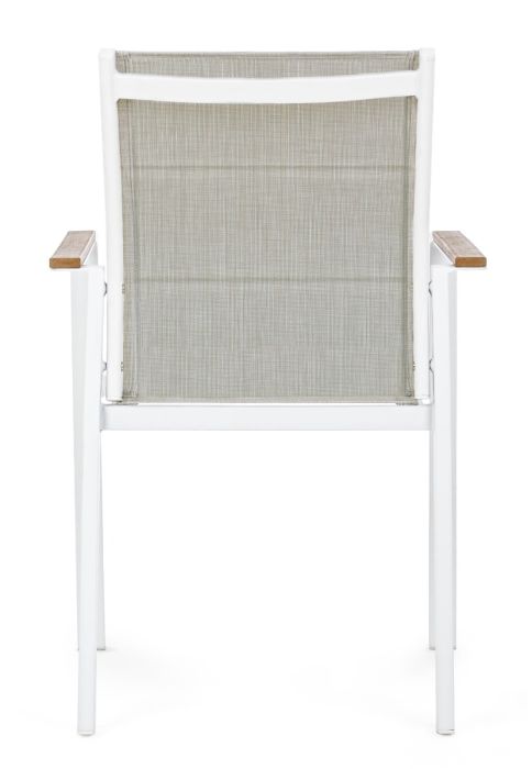 Silla Jardín con Brazos Gris Aluminio Blanco, 56'5 Cm