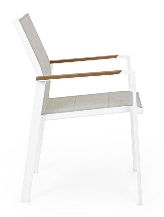 Silla Jardín con Brazos Gris Aluminio Blanco, 56'5 Cm