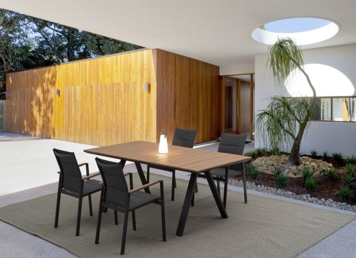 Mesa Jardín Aluminio Negro Polywood, 200 Cm 