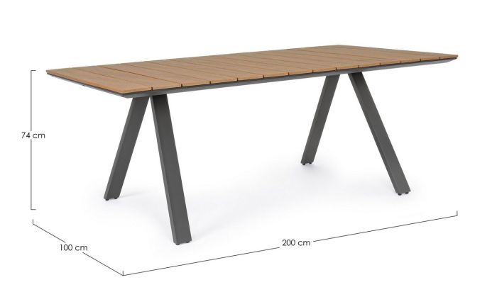 Mesa Jardín Aluminio Negro Polywood, 200 Cm 