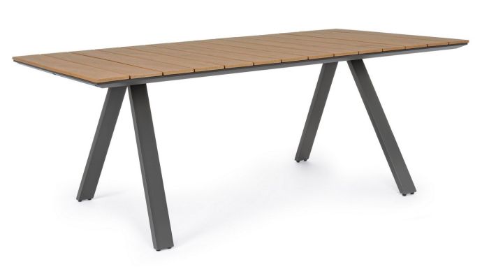 Mesa Jardín Elías Estilo Moderno Aluminio Negro Polywood, 200 Cm 