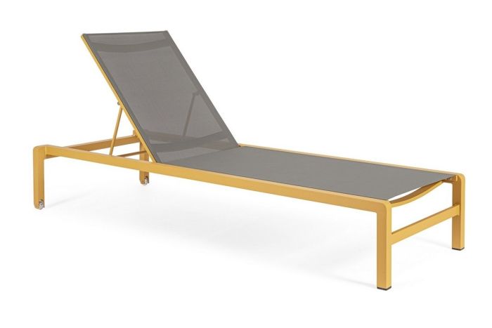Tumbona Con Ruedas Konnor Estilo Moderno Aluminio Mostaza, 78 Cm