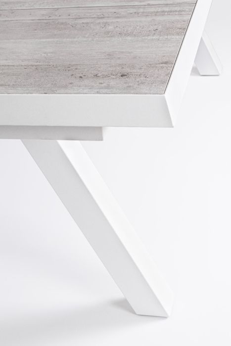 Mesa Exterior Extensible Cerámica Aluminio Blanco, 205/265 Cm