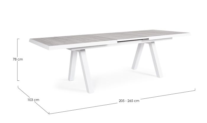 Mesa Exterior Extensible Cerámica Aluminio Blanco, 205/265 Cm