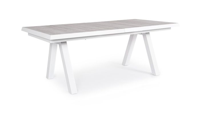Mesa Exterior Extensible Cerámica Aluminio Blanco, 205/265 Cm