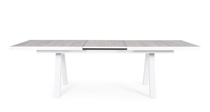 Mesa Exterior Extensible Cerámica Aluminio Blanco, 205/265 Cm