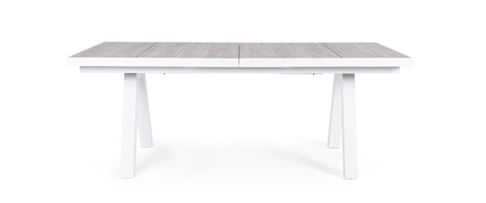 Mesa Exterior Extensible Cerámica Aluminio Blanco, 205/265 Cm