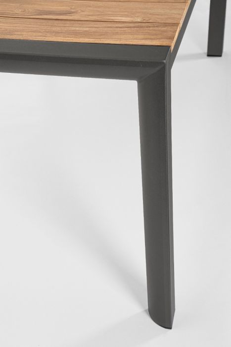 Mesa Comedor Madera Teca Aluminio Gris Antracita, 180 Cm