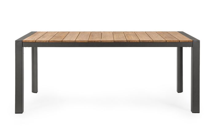 Mesa Comedor Madera Teca Aluminio Gris Antracita, 180 Cm