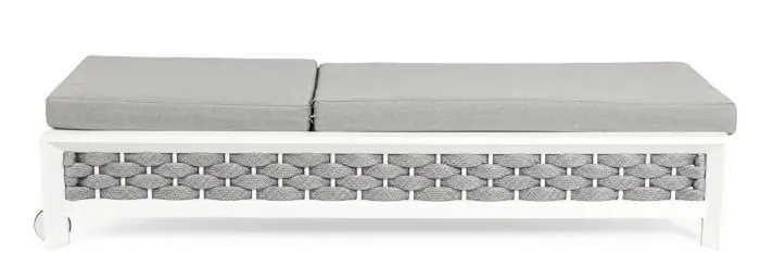 Tumbona con Ruedas Tejido Cuerda Acero Blanco, 195 Cm