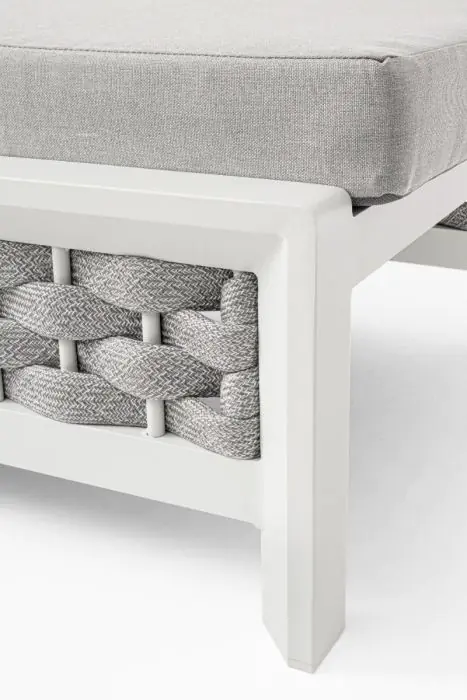 Tumbona con Ruedas Tejido Cuerda Acero Blanco, 195 Cm