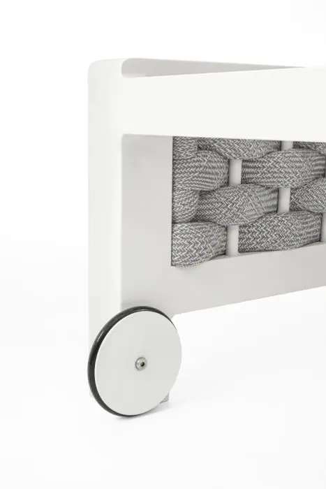 Tumbona con Ruedas Tejido Cuerda Acero Blanco, 195 Cm